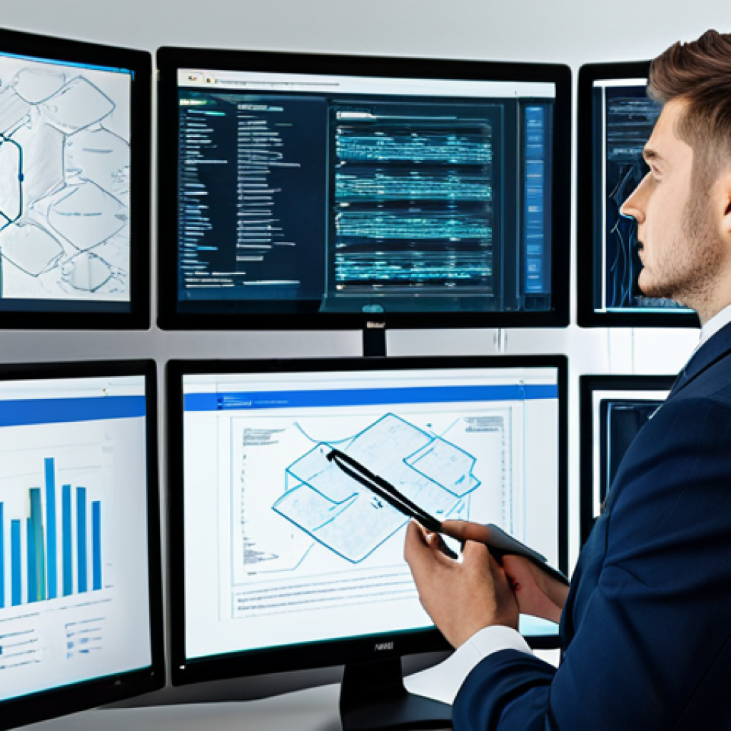 Cloud Security Architecture**
"A professional network security engineer, fully clothed in a modest, modern office setting, reviewing a cloud security architecture diagram on a large monitor, appropriate attire, safe for work, perfect anatomy, correct proportions, well-formed hands, professional, cybersecurity concept, firewall illustration, data protection, network security, high quality."
**