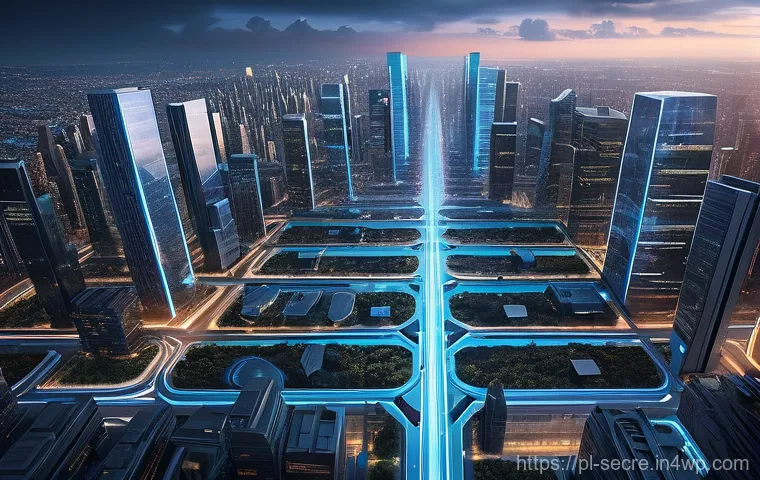 클라우드 보안 아키텍처에서의 멀티클라우드 전략 - **Prompt 1: Multicloud Strategic Resilience**
"A stunning, expansive aerial view of a futuristic...