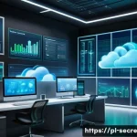Home 20 클라우드 보안 아키텍처 구축을 위한 교육 자료 - A highly detailed digital illustration of a modern cloud security architecture dashboard displaying ...