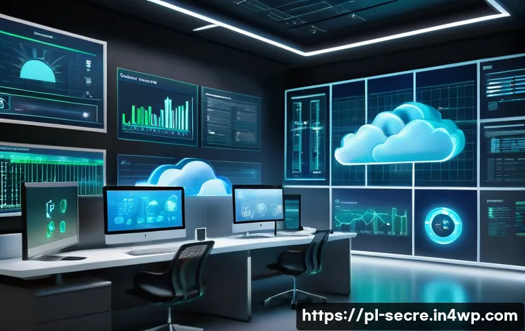 클라우드 보안 아키텍처 구축을 위한 교육 자료 - A highly detailed digital illustration of a modern cloud security architecture dashboard displaying ...